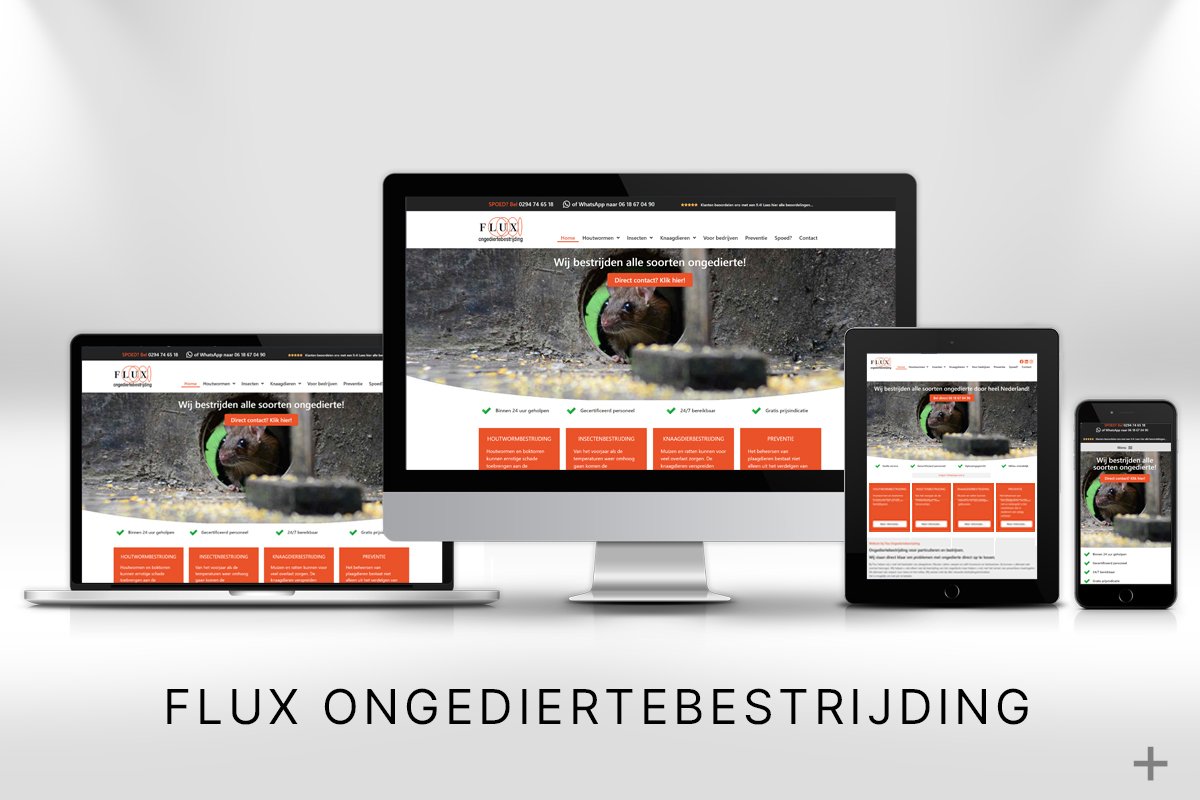 Website gemaakt en Google SEO voor Flux Ongediertebestrijding (Ossenzijl, Friesland) door 2B Media