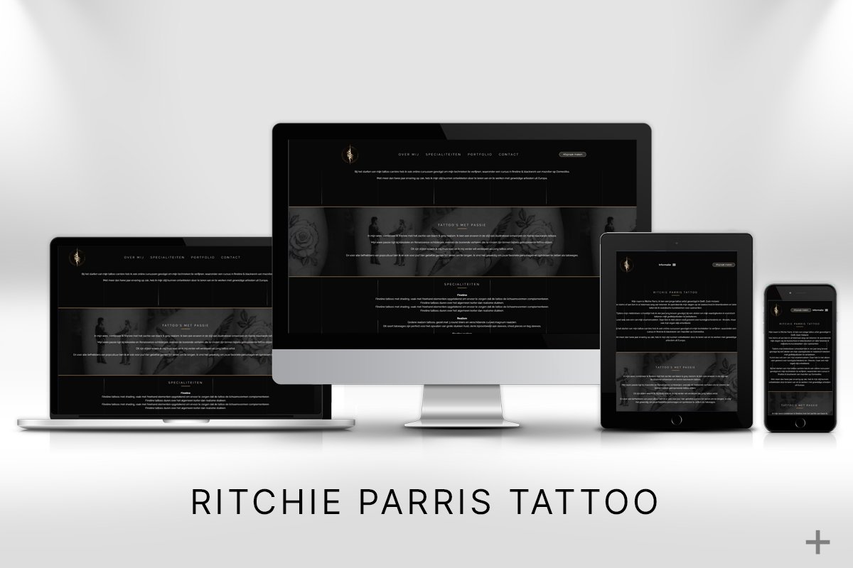 1 page ZZP website gemaakt en Google geoptimaliseerd voor Ritchie Parris tattoo (Delft) door 2B Media