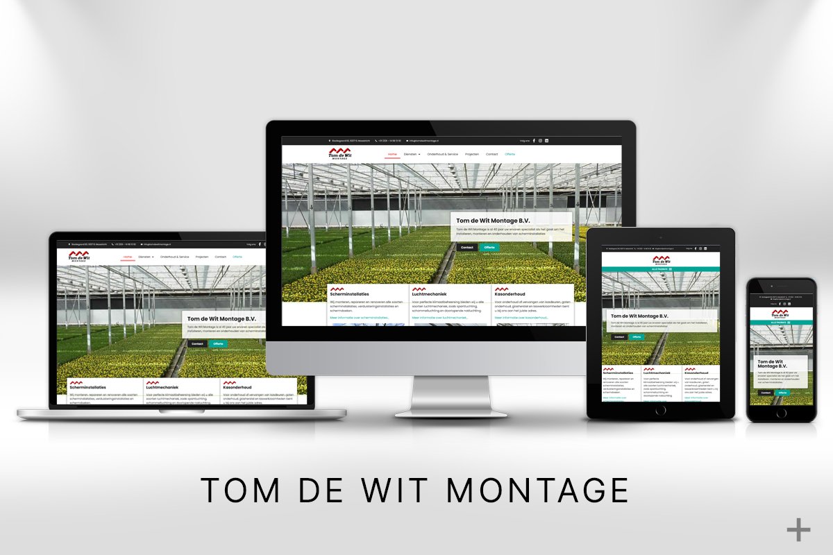 Website design en SEO voor Google voor Tom de Wit Montage BV (Maastricht) door 2B Media uit Delft